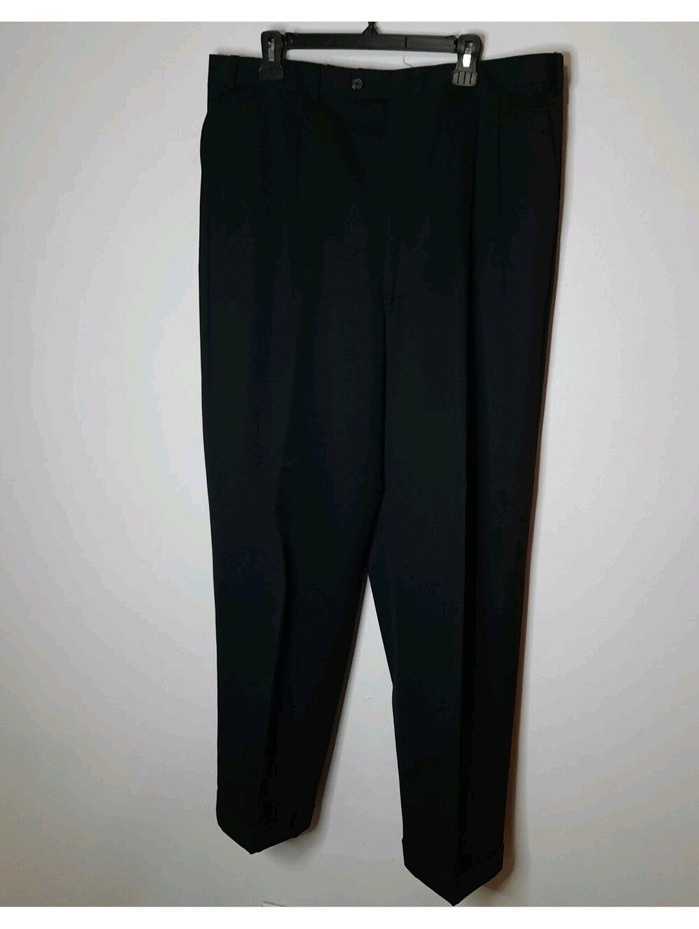 NORDSTROM BY JB BRITCHES Men's Black Pleat Front Cuffed Wool Trouser Sz 38 USA